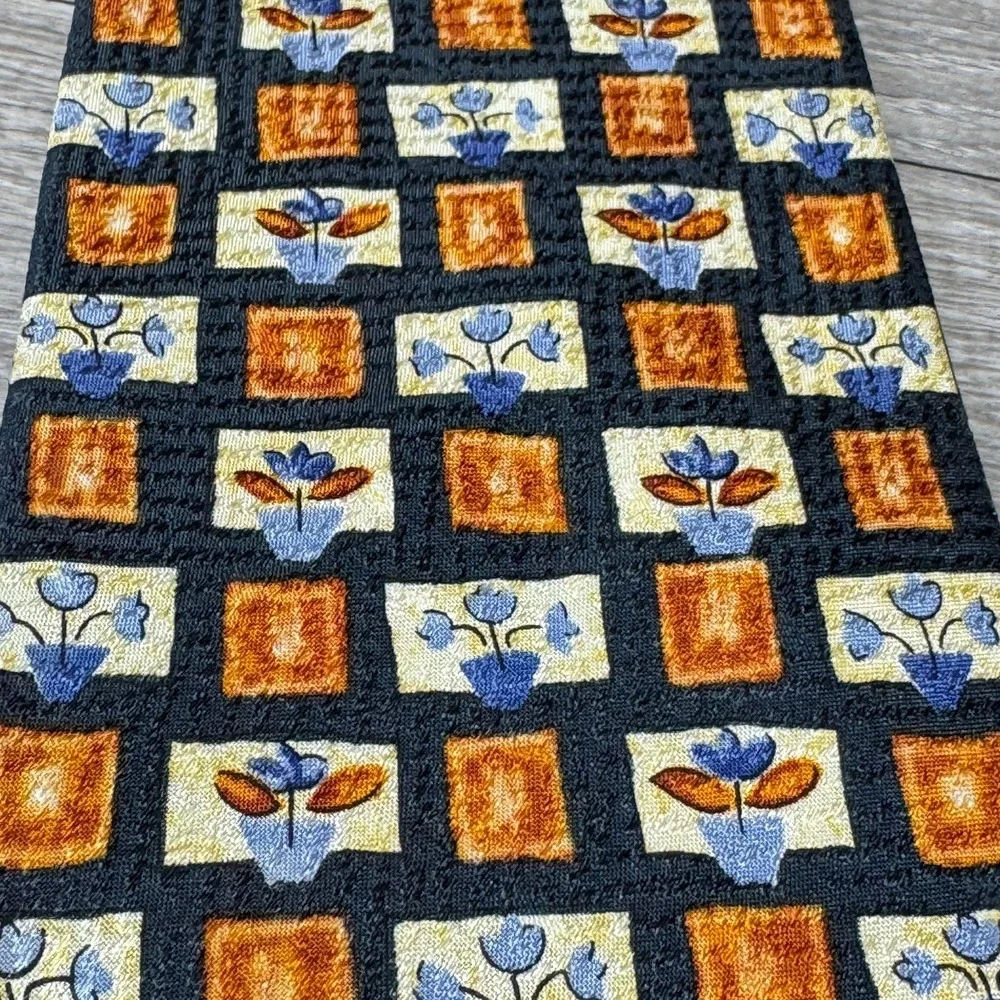 Ermenegildo Zegna Neck Tie Handmade Luxury 100% Silk Floral‎ Retro Mid-Century